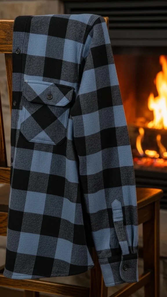 Charcoal and Blue Check Flannel
