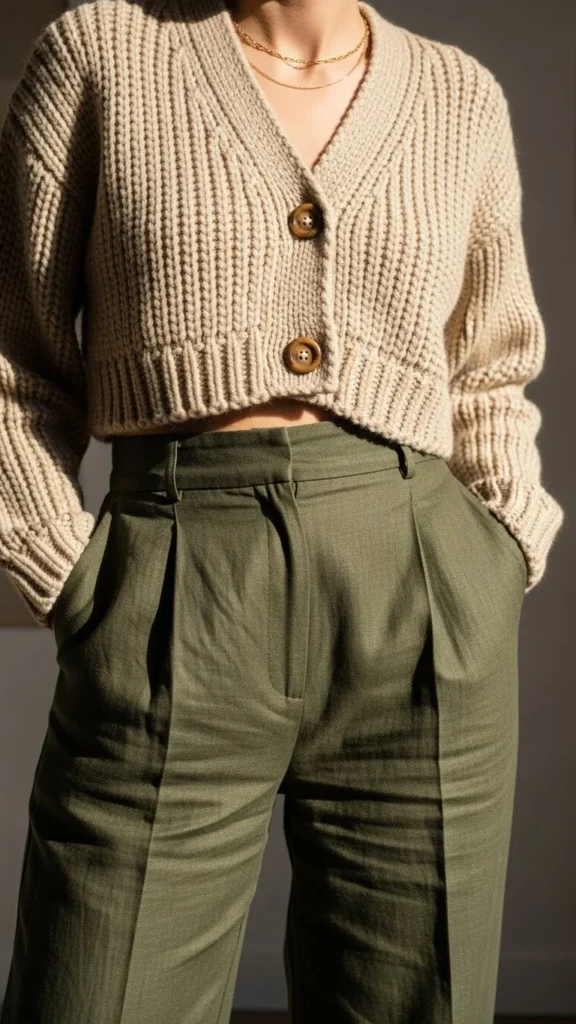 Cropped Knit Cardigan