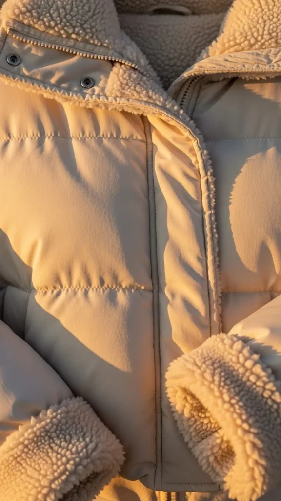 Cropped Sherpa-Lined Puffer