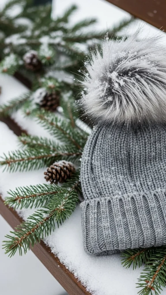  Faux Fur Pom-Pom Beanie