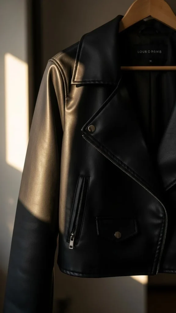 Faux-Leather Cropped Jacket