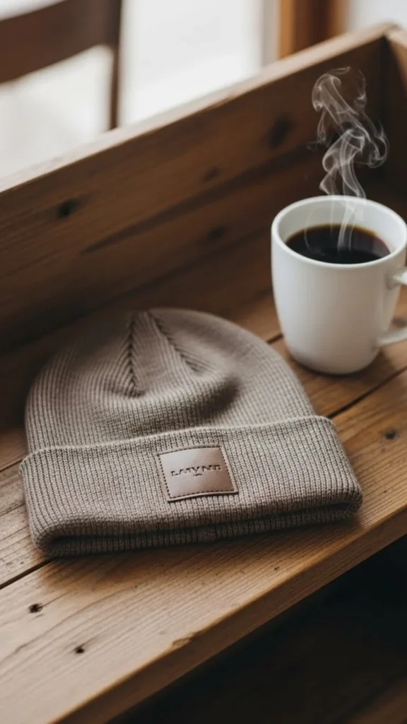 Faux Leather Patch Beanie