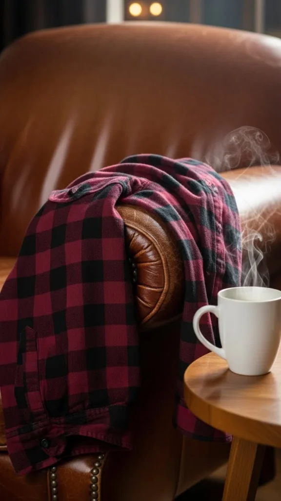 Maroon and Black Check Flannel