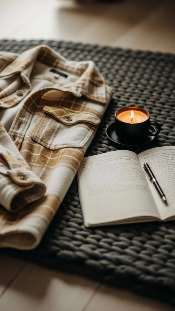 White and Tan Plaid Flannel