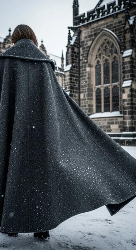 Wool-Blend Cape Coat