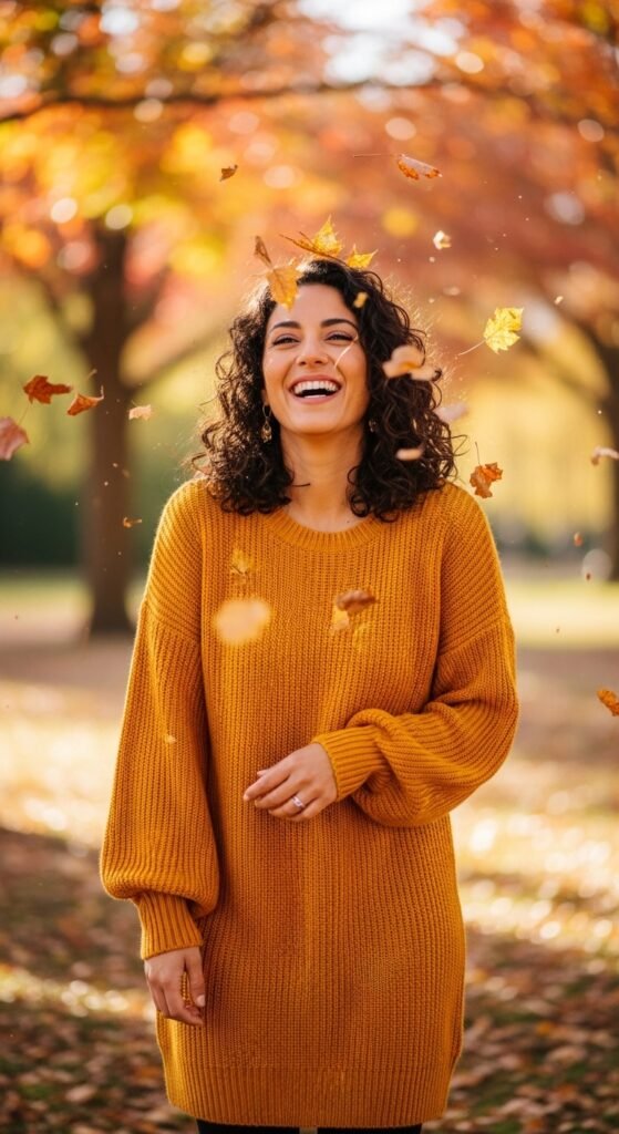 Balloon-Sleeve Sweater Dress