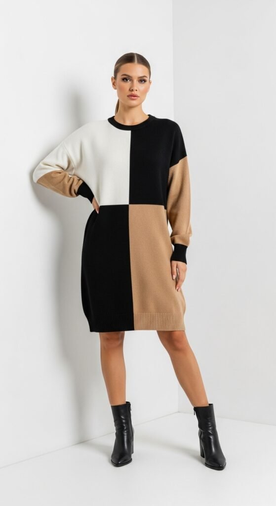 Colorblock Sweater Dress