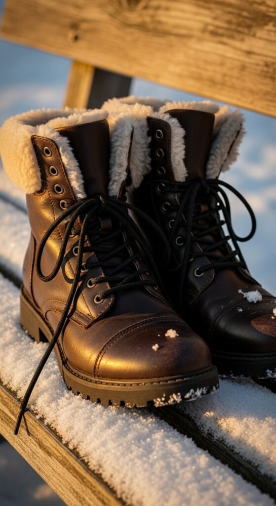 Faux Fur-Lined Combat Boots