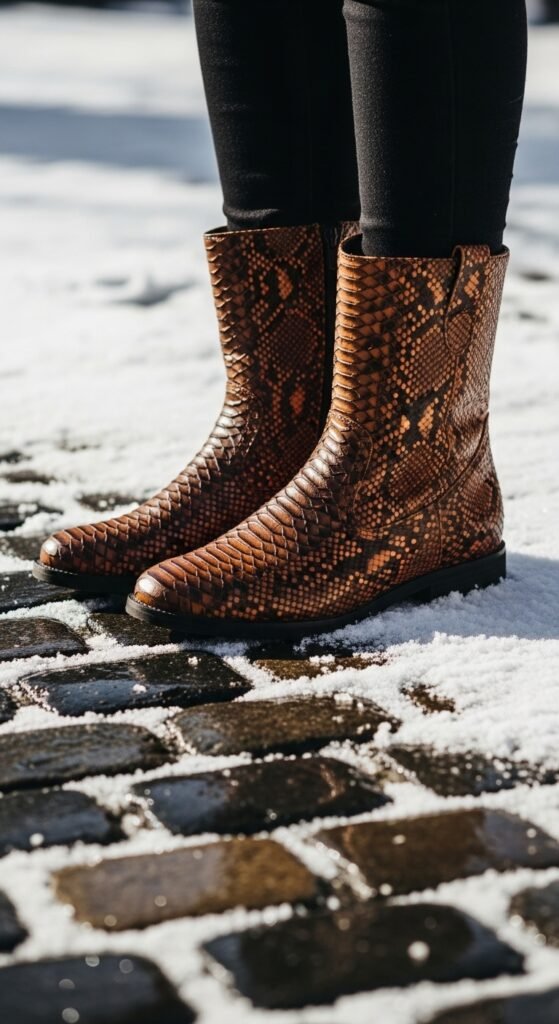 Faux Snakeskin Boots