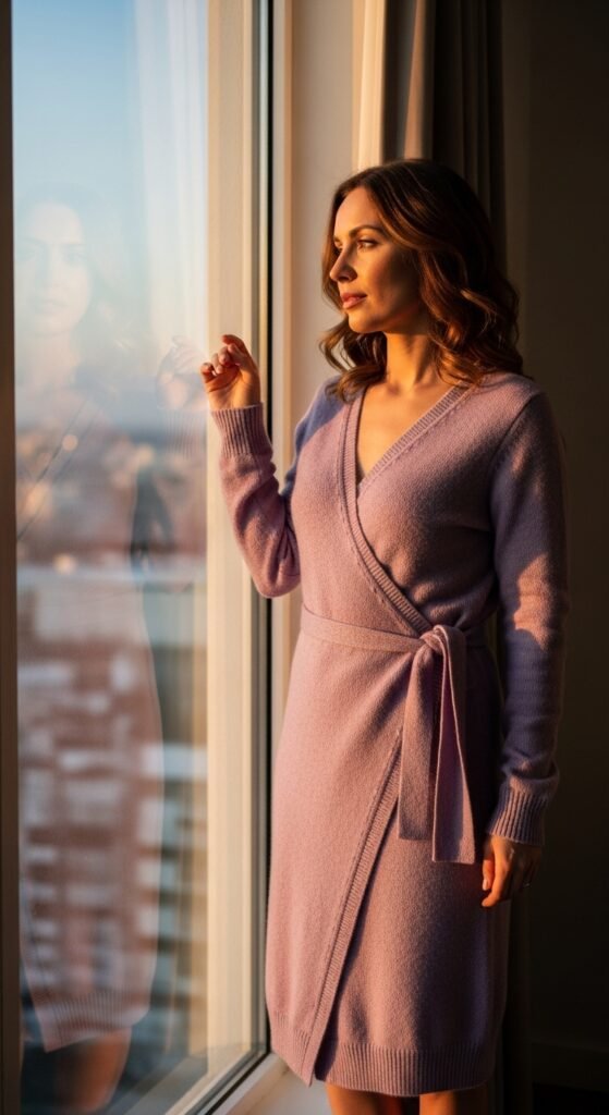 Wrap-Style Sweater Dress