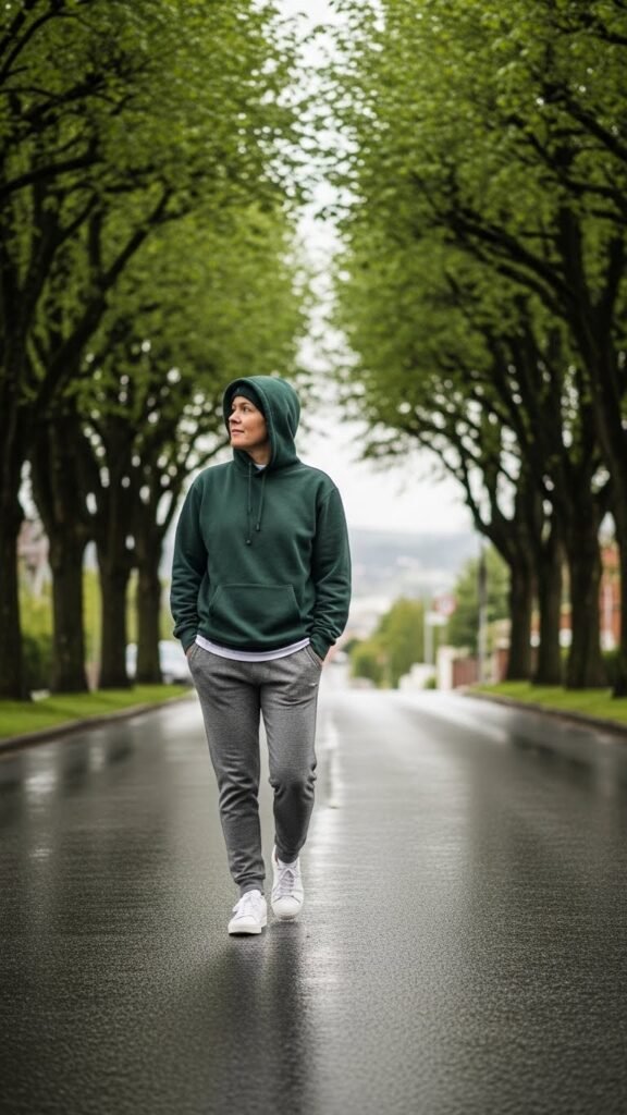 Casual Green Hoodie Street Look