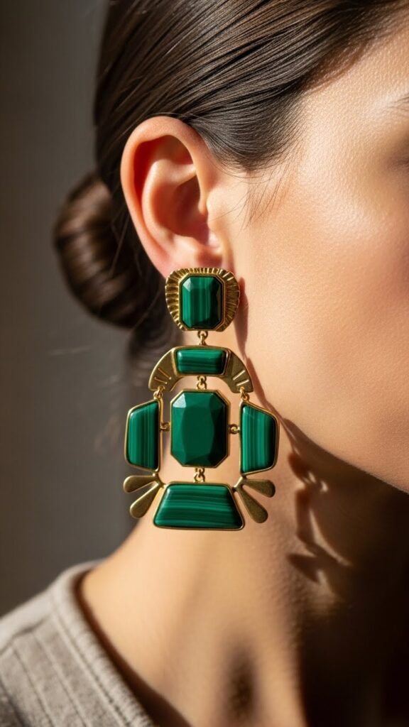 Green Statement Earrings Look