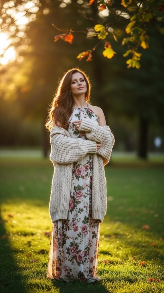 Floral Dress with a Cozy Knit