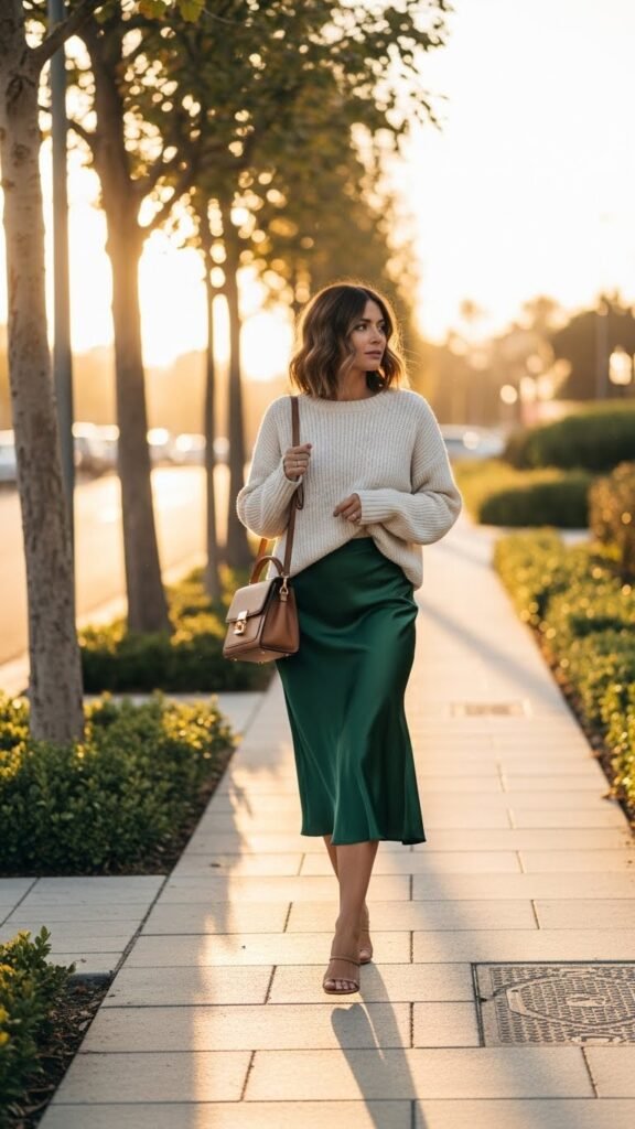 Slip Skirt with a Relaxed Sweater