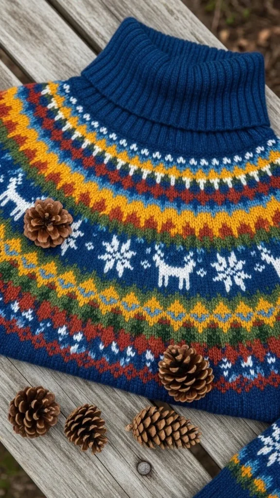 Patterned Knit Turtleneck