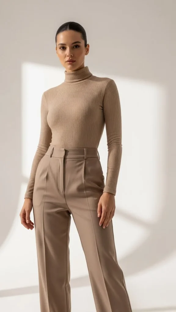 Ribbed Bodysuit Turtleneck
