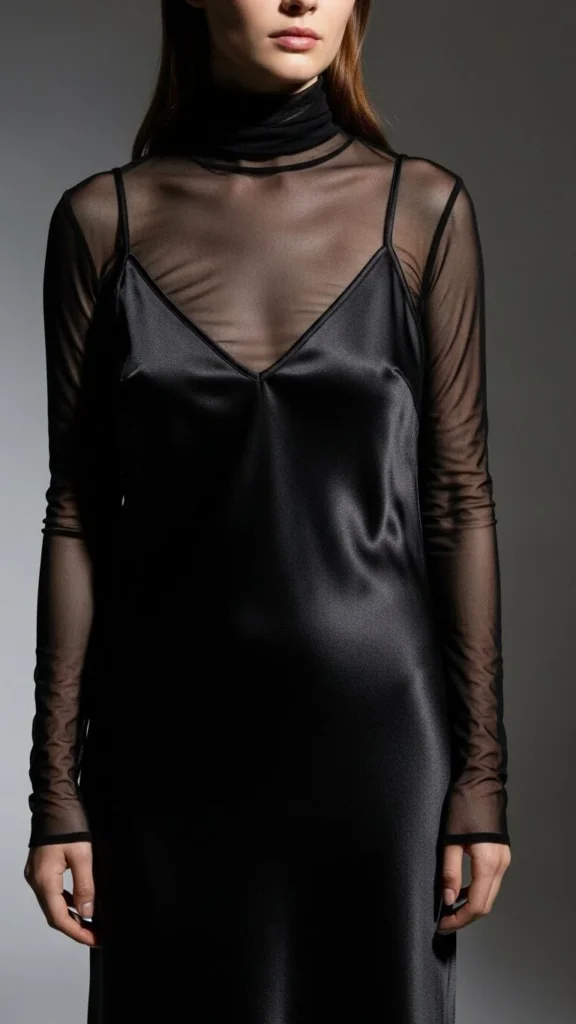 Sheer Mesh Turtleneck