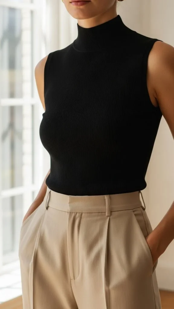 Sleeveless Mock Turtleneck