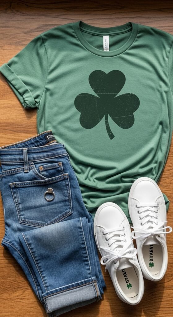 Classic Denim Jeans and Shamrock Tee