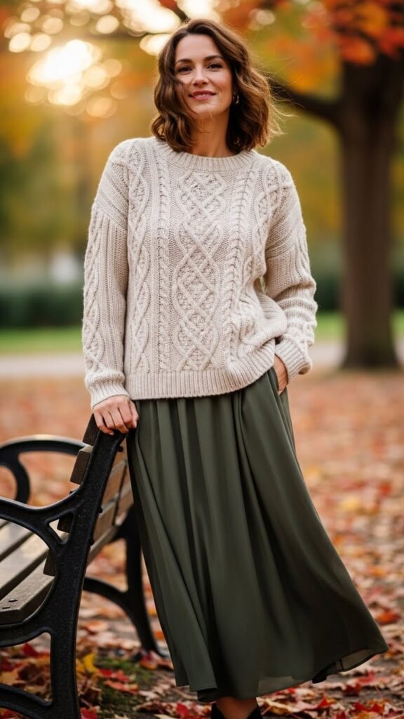 Cable-Knit Sweater with a Skirt