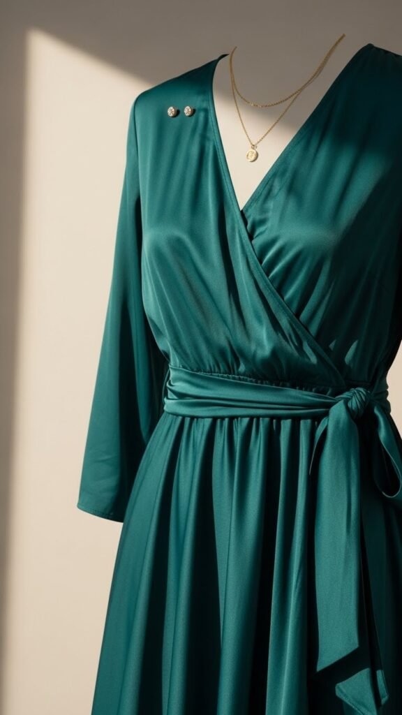Wrap Dress With Minimal Jewelry