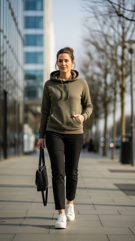 Relaxed Green Hoodie With Tailored Pants