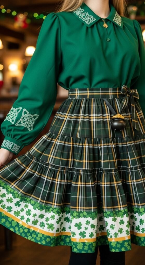 Leprechaun-Themed Skirt and Blouse Combo