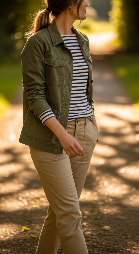 Striped Shirt With Utility Jacket